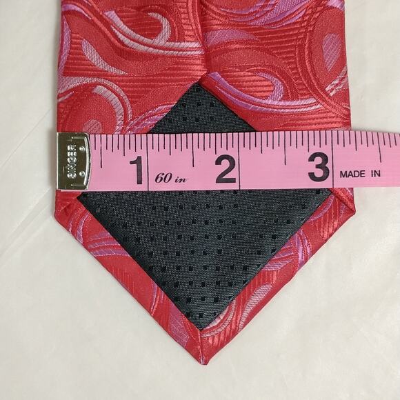 Barberini Roma Men's Silk Tie Red Paisley Woven 3.25 wide 58 Length Necktie - Picture 4 of 7